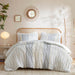 Imani - Cotton Printed Comforter Set With Chenille - White / Navy - Simple Home Plus
