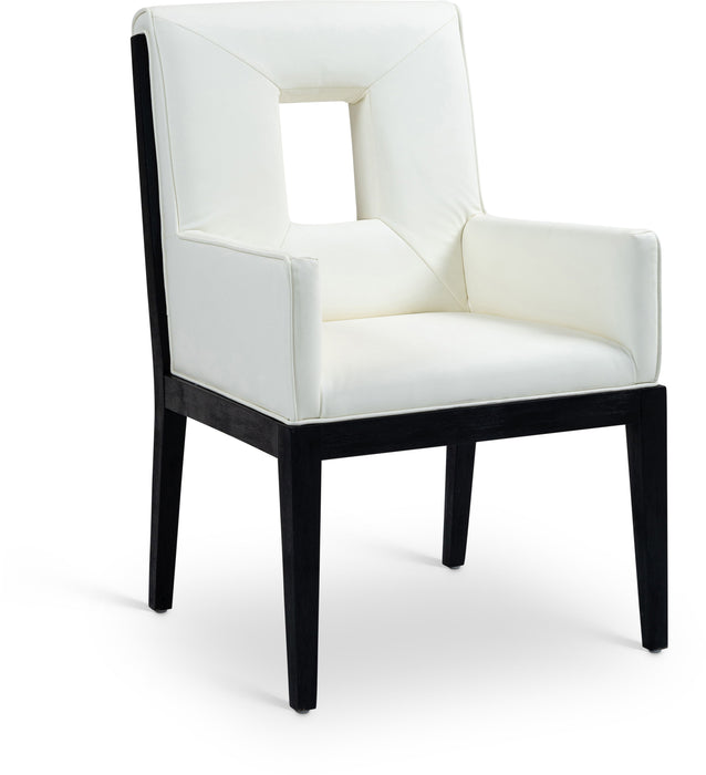 Gwendolyn - Faux Leather Dining Arm Chair With Black Frame - Simple Home Plus