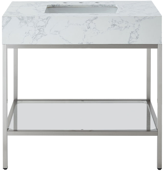 Marmo - Engineered Marble Bathroom Vanity With Chrome Base - Simple Home Plus
