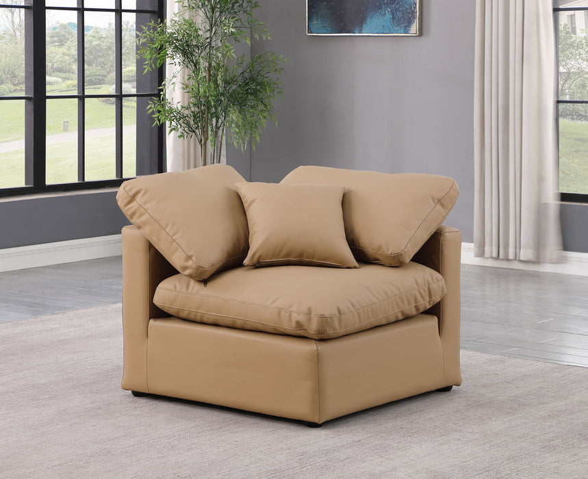 Indulge - Faux Leather Corner Chair - Tan - Simple Home Plus