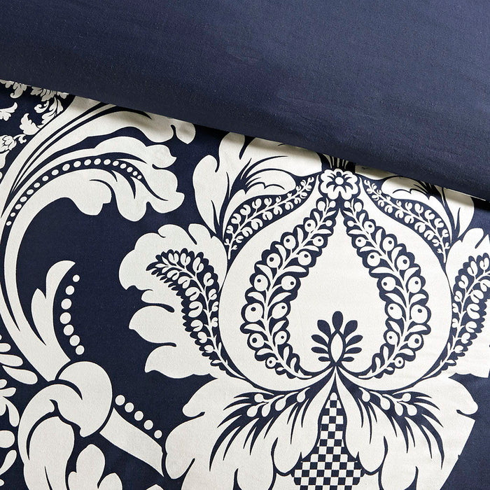 Vienna - King 6 Piece Printed Duvet Cover Set - Indigo - Simple Home Plus