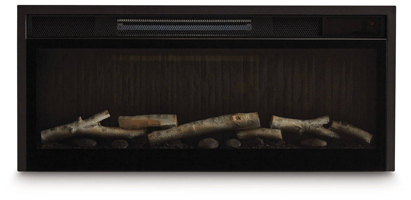 Entertainment Accessories - Black - Fireplace Insert With Faux Birch Log Set - Simple Home Plus