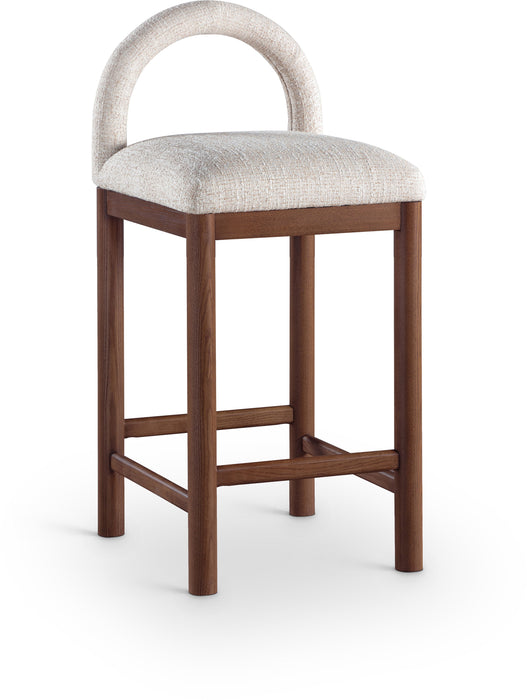 Conrad - Linen Counter Stool With Brown Legs - Simple Home Plus