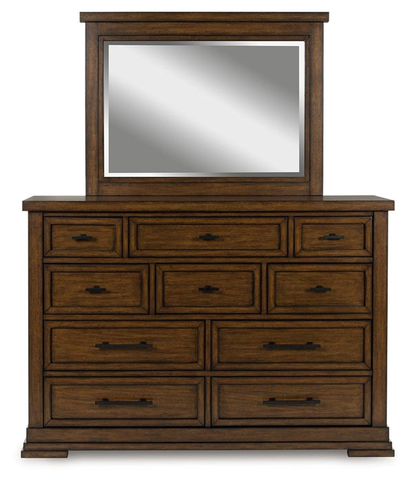 Taffenbrook - Medium Brown - Dresser And Mirror - Simple Home Plus