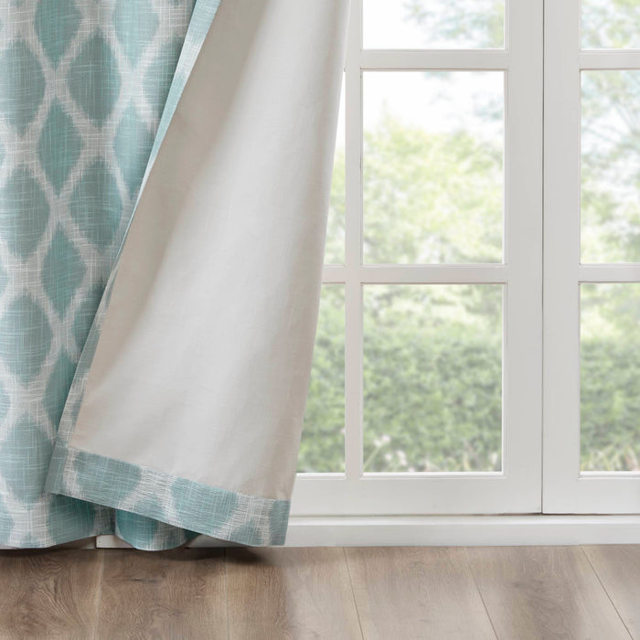 Blakesly - Printed Ikat Blackout Panel - Aqua - Simple Home Plus