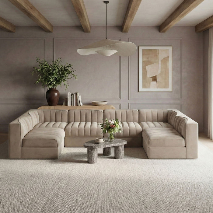 Rummi - Armless Velvet Performance Fabric Upholstered 6 Piece Modular Sectional - Simple Home Plus