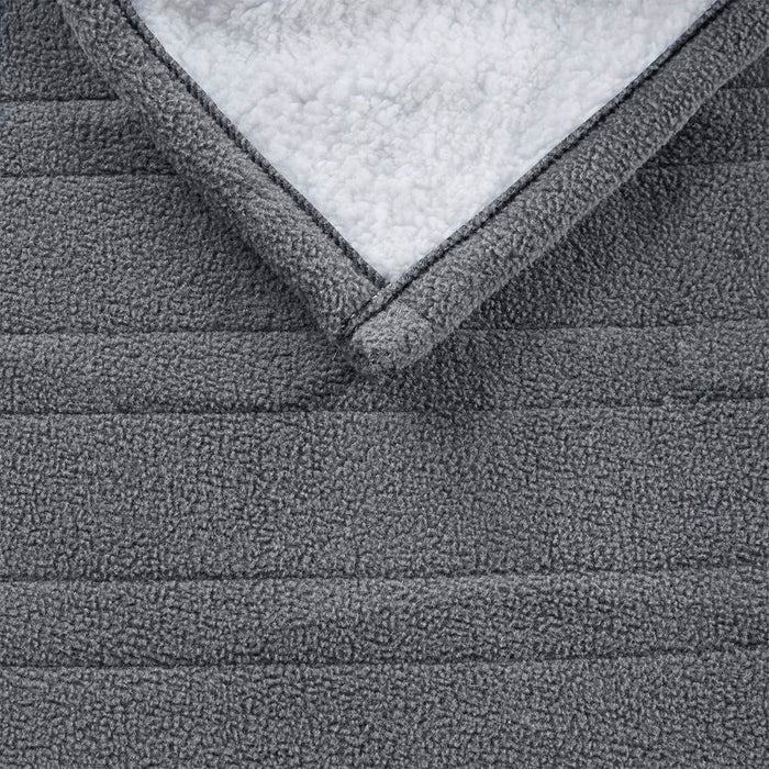 Fleece to Sherpa - Heated Throw Extra Comfort - Dark Gray - Simple Home Plus