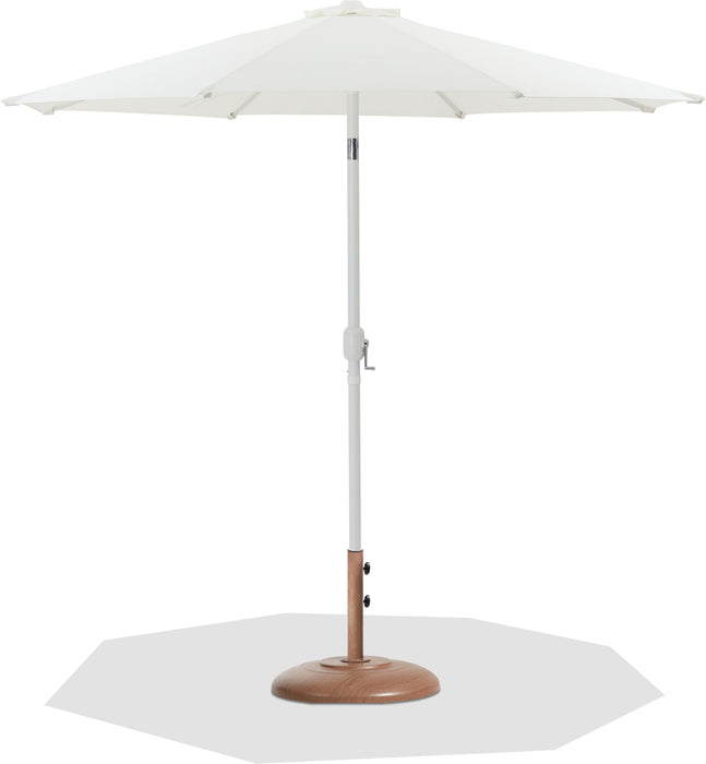 Fiji - Aluminum Patio Umbrella With Round Teak And White Base - Simple Home Plus