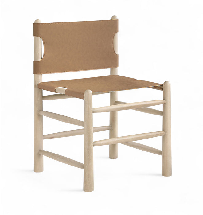 Santos - Vegan Leather Upholstered Dining Chair With Stained Natural Base (Set of 2) - Simple Home Plus