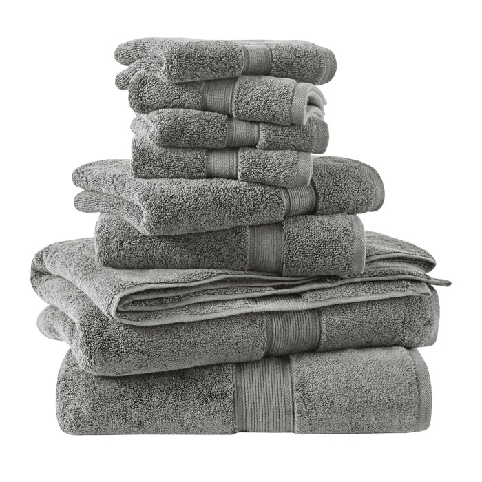 800GSM - 8 Piece Antimicrobial Towel Set - Gray - Simple Home Plus