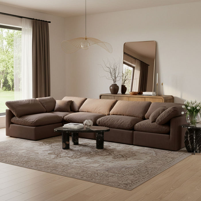 Indulge - Velvet 5 Piece Modular Sectional - Simple Home Plus