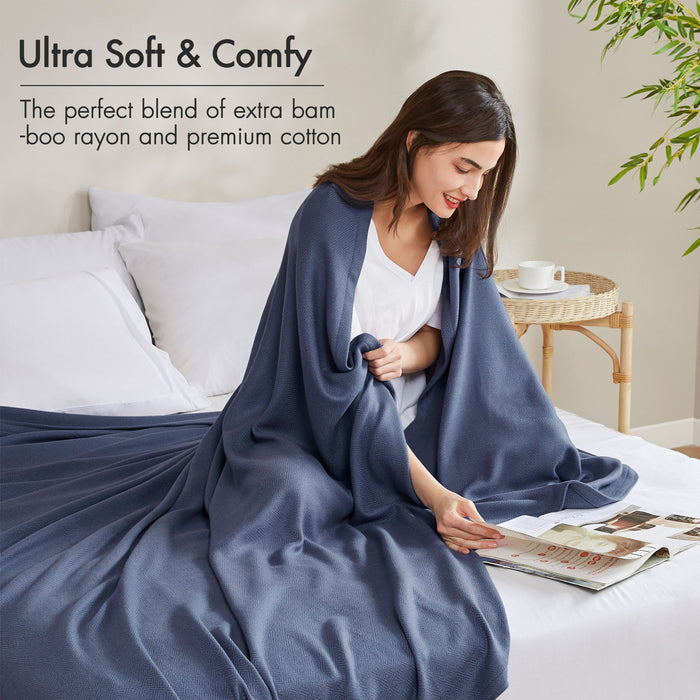 Bamboo Cotton - Full/Queen Rayon From Blanket - Navy - Simple Home Plus