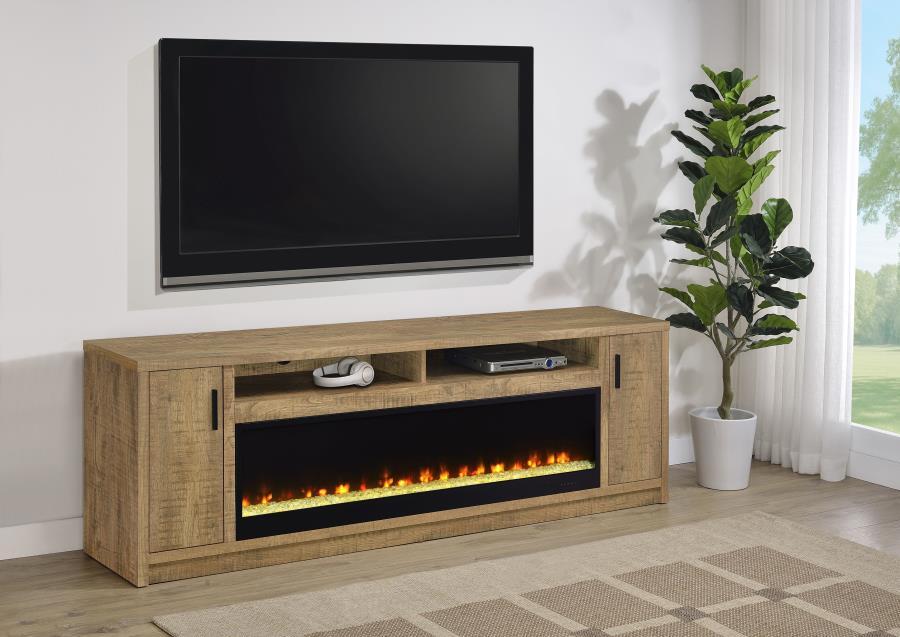 Eddy - 79" 2-Door TV Stand Fireplace Media Console - Mango - Simple Home Plus