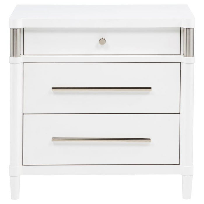 Gracemont - 3-Drawer Bedroom Nightstand Bedside Table - White - Simple Home Plus
