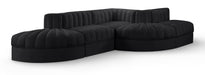 Rummi - Rounded Velvet Performance Fabric Upholstered 5 Piece Modular Sectional - Simple Home Plus