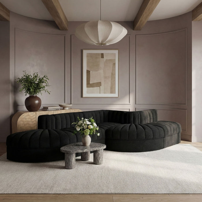 Rummi - Rounded Velvet Performance Fabric Upholstered 5 Piece Modular Sectional - Simple Home Plus