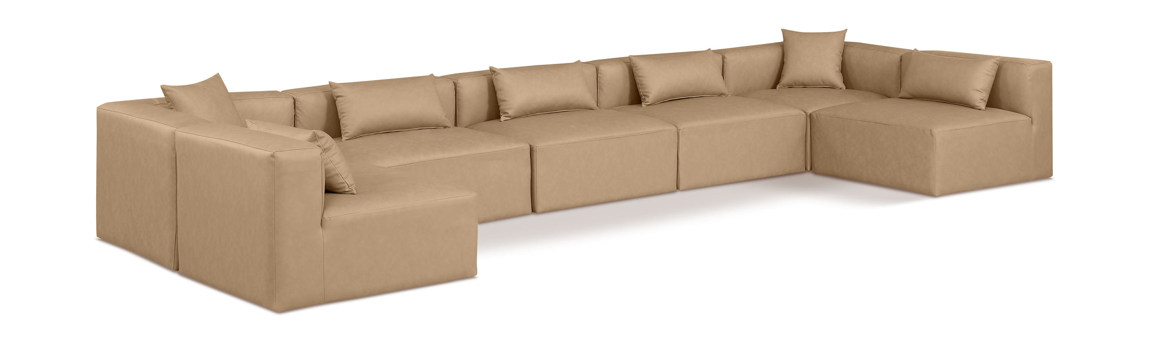 Cube - 7 Piece Modular U-Shaped Sectional - Tan - Simple Home Plus