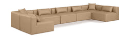 Cube - 7 Piece Modular U-Shaped Sectional - Tan - Simple Home Plus