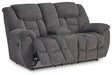 Foreside - Charcoal - Dbl Reclining Loveseat with Console - Simple Home Plus