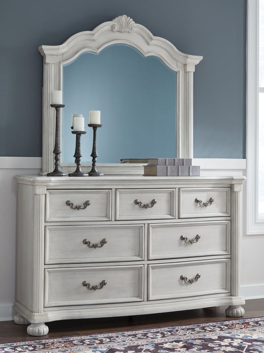 Montelaine - Antique White - Dresser And Mirror - Simple Home Plus