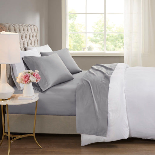 600 Thread Count - Cooling Cotton Blend 4 Piece Full Sheet Set - Gray - Simple Home Plus