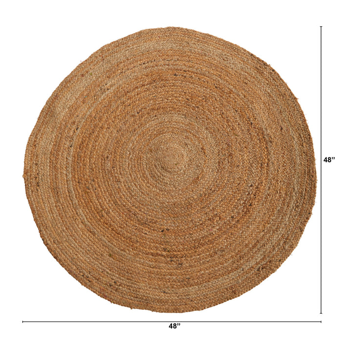 4' x 4' Hand Braided Boho Jute Round Rug