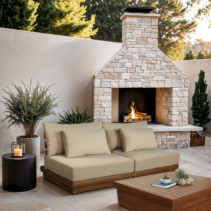 Mirella - 2 Piece Water Resistant Fabric 74" Upholstered Outdoor Patio Modular Armless Loveseat - Simple Home Plus