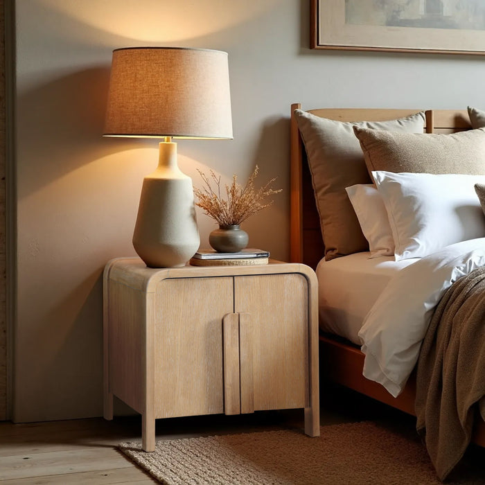 Harmony - Oak Veneer And Solid Wood Night Stand - Simple Home Plus