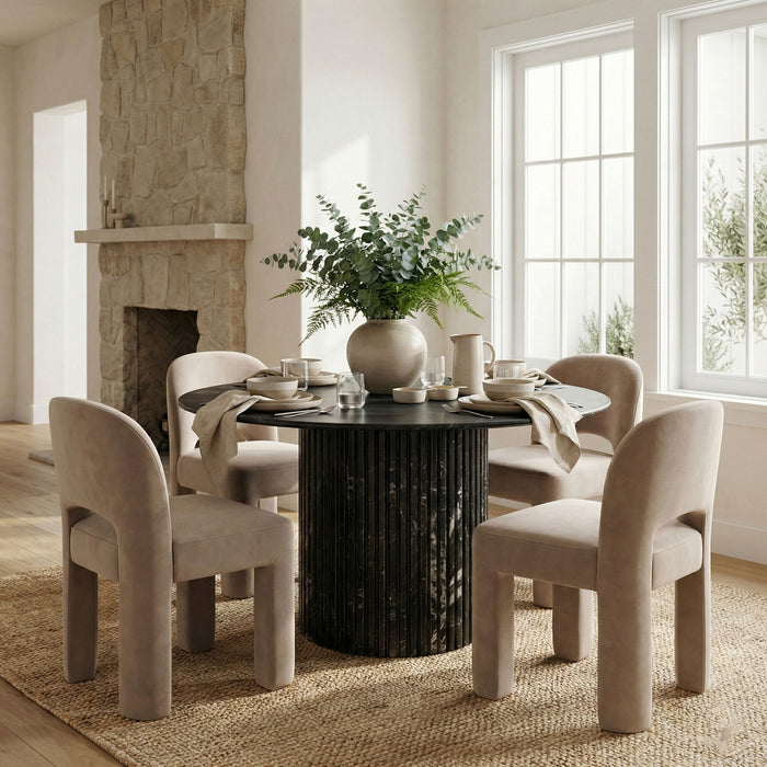 Celine - Velvet Performance Fabric Upholstered Dining Chair (Set of 2) - Taupe - Simple Home Plus