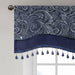 Aubrey - Window Rod Pocket Valance With Beads - Navy - Simple Home Plus