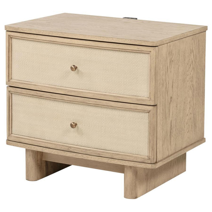 Kailani - 2-Drawer Nightstand Bedside Table - Beige Oak - Simple Home Plus