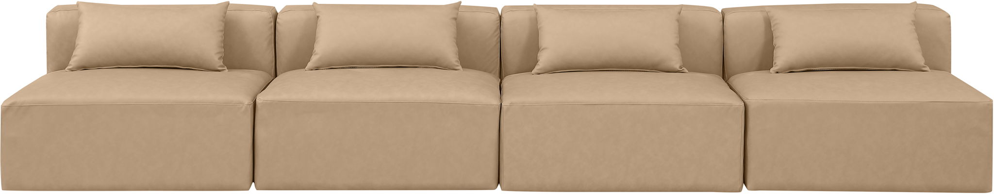 Cube - Modular 4 Piece Armless Sofa - Tan - Simple Home Plus
