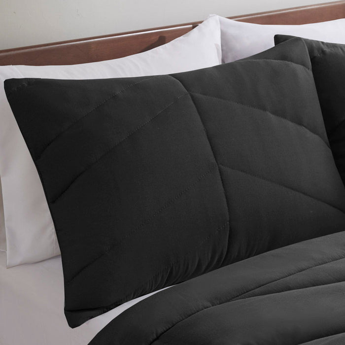 Remy - Quilted Chevron Twin Comforter Set - Black - Simple Home Plus