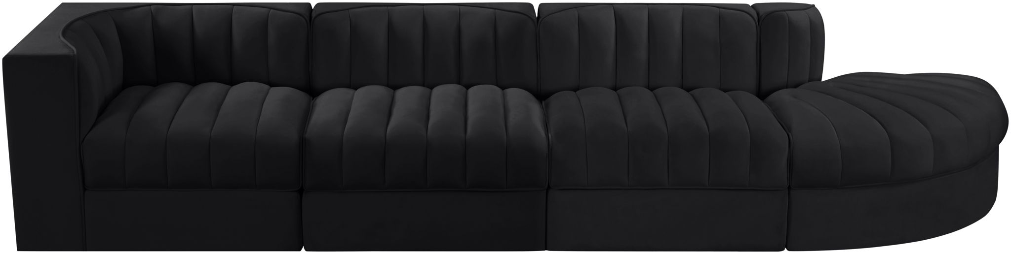 Rummi - Velvet Performance Fabric Upholstered 4 Piece Modular Sectional With Reverse Corner Chair - Simple Home Plus
