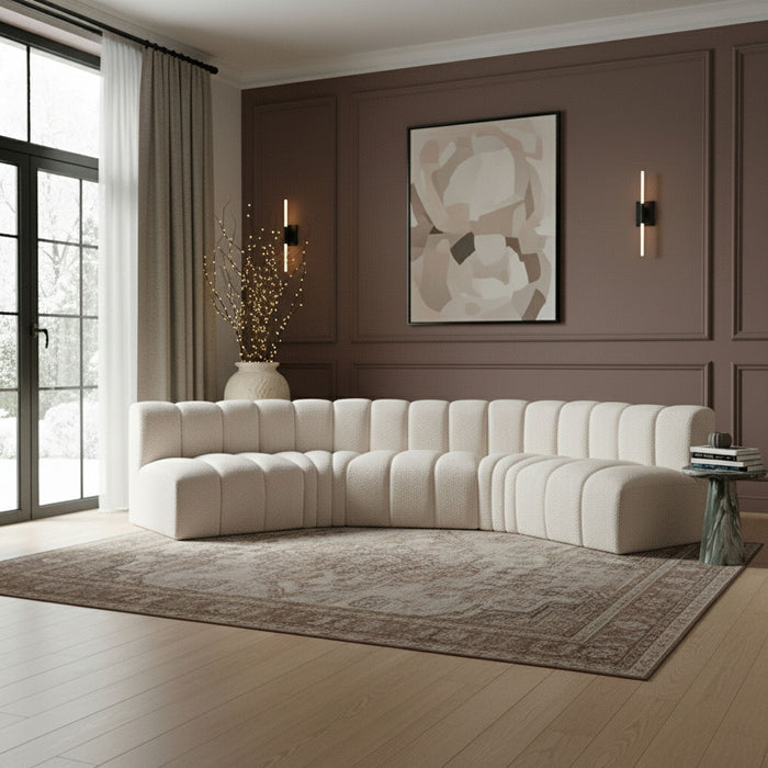 Arc - Boucle Fabric 5 Piece U-Shaped Modular Sofa - Simple Home Plus
