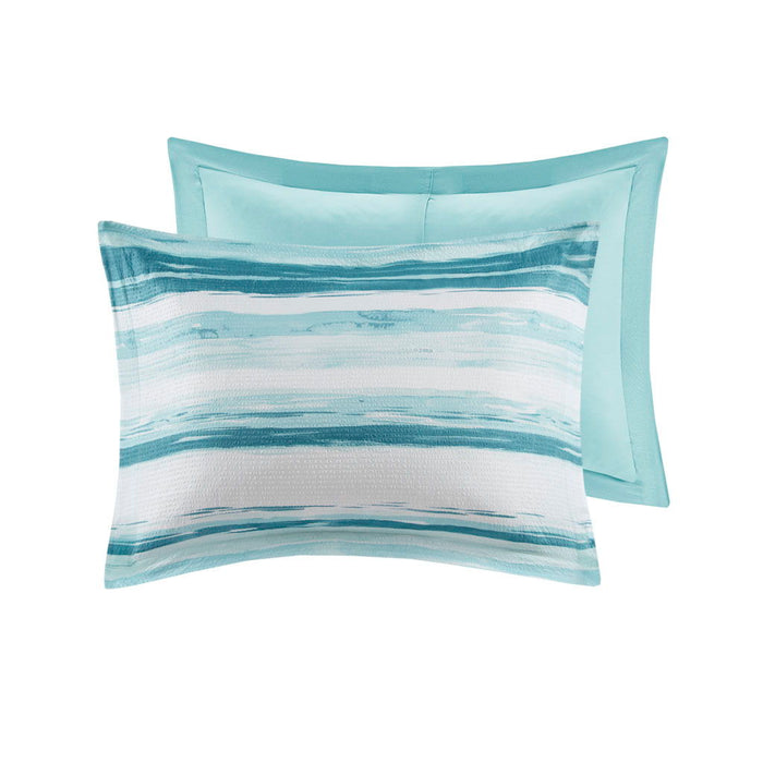 Marina - King 8 Piece Printed Comforter And Coverlet Set Collection - Aqua - Simple Home Plus