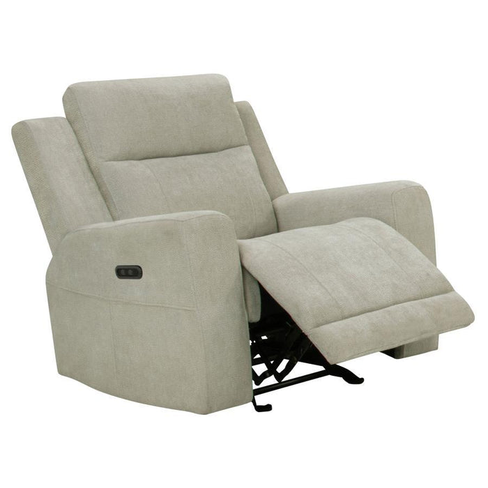 Kennett - Chenille Upholstered Power Recliner Chair - Ivory - Simple Home Plus
