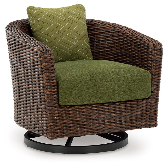 Horizon Hall - Brown / Green - Swivel Lounge With Cushion - Simple Home Plus