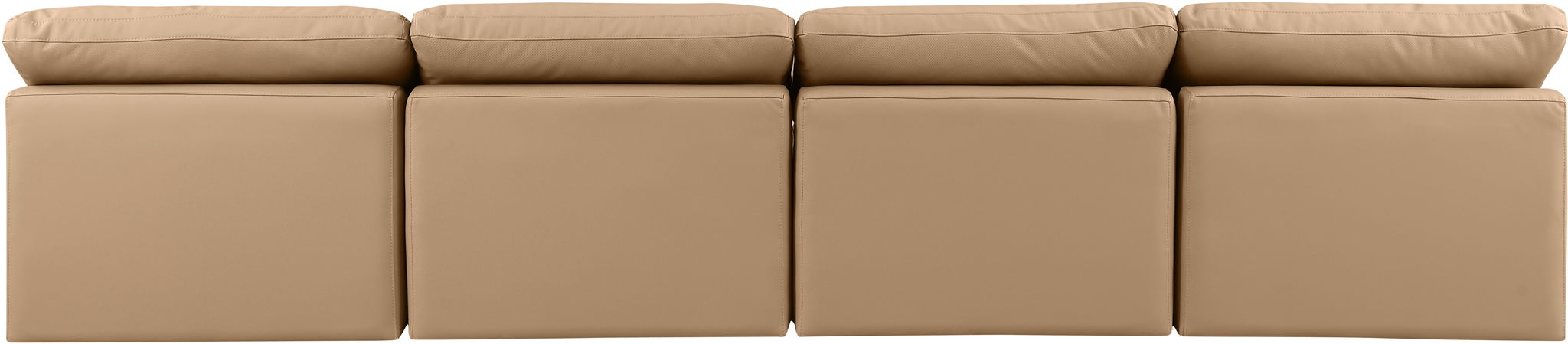 Indulge - Faux Leather 4 Piece Modular Armless Sofa - Tan - Simple Home Plus