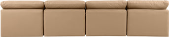 Indulge - Faux Leather 4 Piece Modular Armless Sofa - Tan - Simple Home Plus