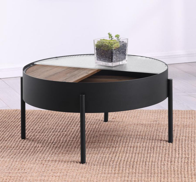 Ozella - Round Table With Hidden Storage Sandy - Simple Home Plus