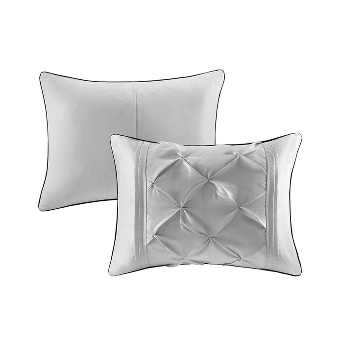 Laurel - King 7 Piece Tufted Comforter Set - Gray - Simple Home Plus