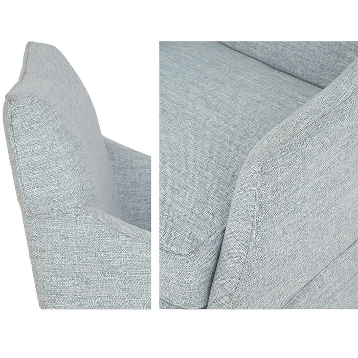 London - Upholstered Skirted Dining Arm Chair With Hidden Casters - Light Blue - Simple Home Plus