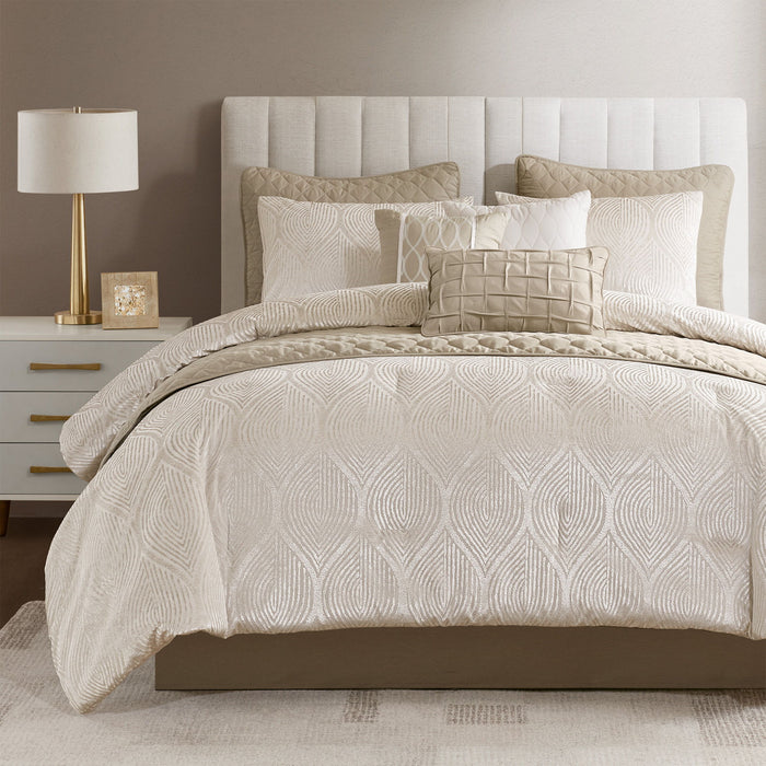 Nocturne - King Comforter Set - Champagne