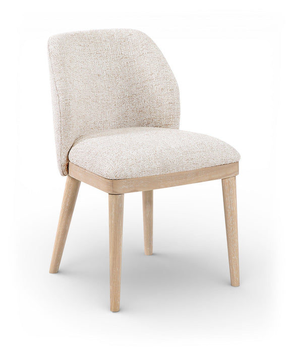 Valeo - Linen Textured Fabric Upholstered Dining Chair (Set of 2) - Painted Natural Base - Simple Home Plus