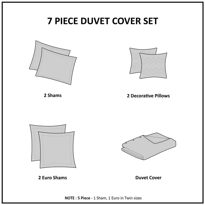 Brooklyn - Duvet Cover Set Cotton- Gray - Simple Home Plus