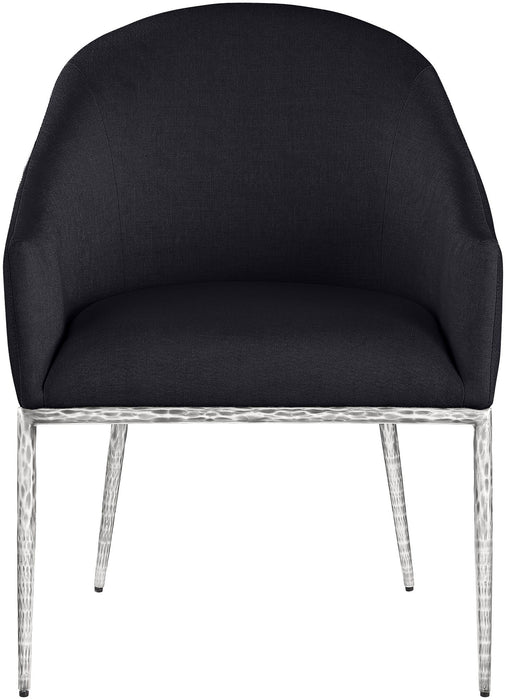 Ferro - Upholstered Dining Arm Chair With Brushed Silver Legs - Simple Home Plus