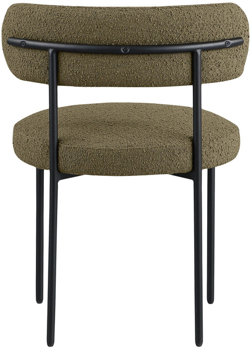 Beacon - Boucle Fabric Dining Chair With Black Legs (Set of 2) - Olive Green - Simple Home Plus
