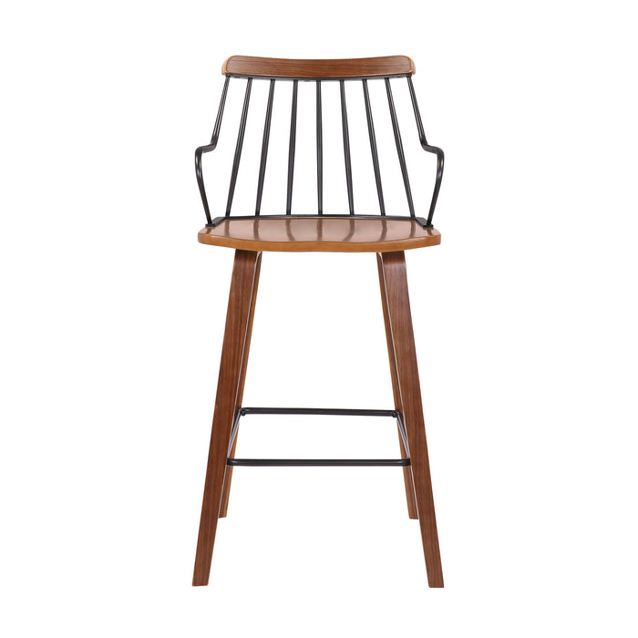 Micah - 26" Modern Counter Height Bar Stool - Walnut / Metal - Simple Home Plus