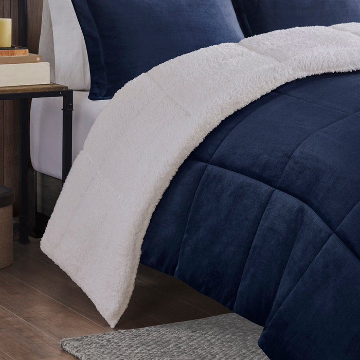 Alton - Down Alternative Comforter Set - Navy / Ivory - Simple Home Plus